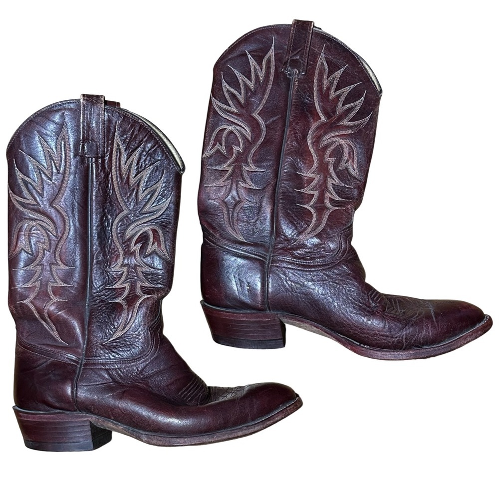 J. Chisholm Vintage Cowboy Boots Brown Leather Men’s Size 10 EE Wide Made in USA